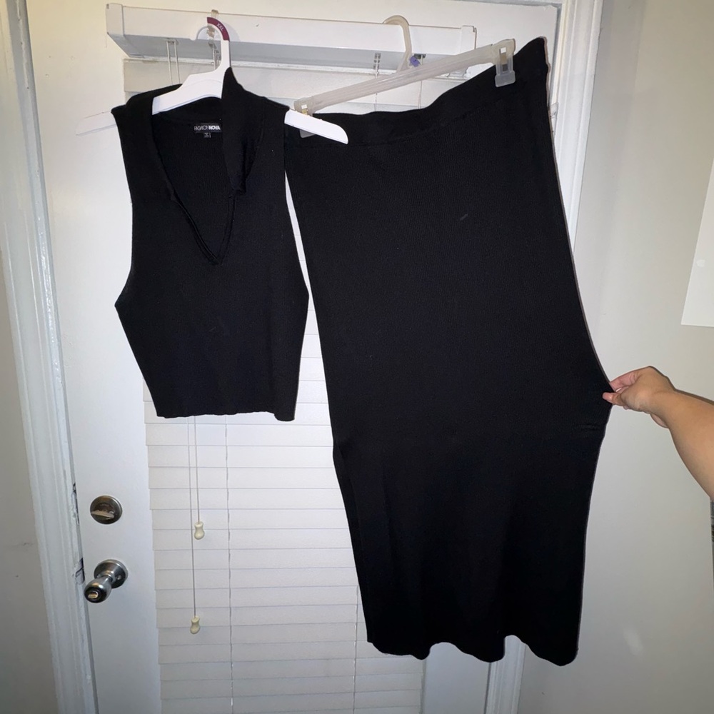 Fashion Nova Women’s Easy Going Black Pencil Skirt Ribbed 2 PC Set Size 3XL - Picture 5 of 13